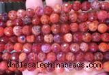 AGBS248 15 inches 8mm faceted round red dragon veins agate beads wholesale