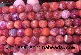 AGBS249 15 inches 10mm faceted round red dragon veins agate beads wholesale