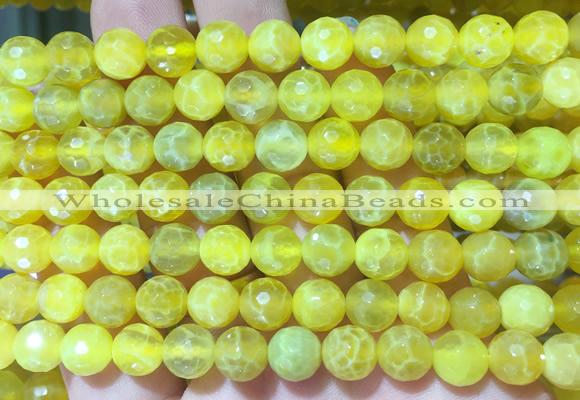 AGBS254 15 inches 8mm faceted round yellow dragon veins agate beads wholesale
