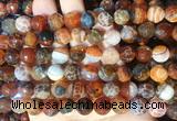 AGBS272 15 inches 10mm faceted round coffee dragon veins agate beads wholesale