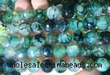 AGBS284 15 inches 12mm faceted round green dragon veins agate beads wholesale