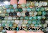 AGBS287 15 inches 8mm faceted round green dragon veins agate beads wholesale