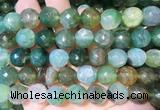AGBS289 15 inches 12mm faceted round green dragon veins agate beads wholesale