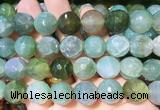 AGBS290 15 inches 14mm faceted round green dragon veins agate beads wholesale
