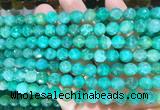AGBS297 15 inches 6mm faceted round green dragon veins agate beads wholesale