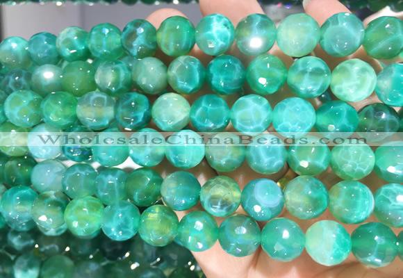 AGBS299 15 inches 10mm faceted round green dragon veins agate beads wholesale