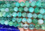 AGBS300 15 inches 12mm faceted round green dragon veins agate beads wholesale