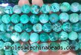AGBS305 15 inches 12mm faceted round green dragon veins agate beads wholesale