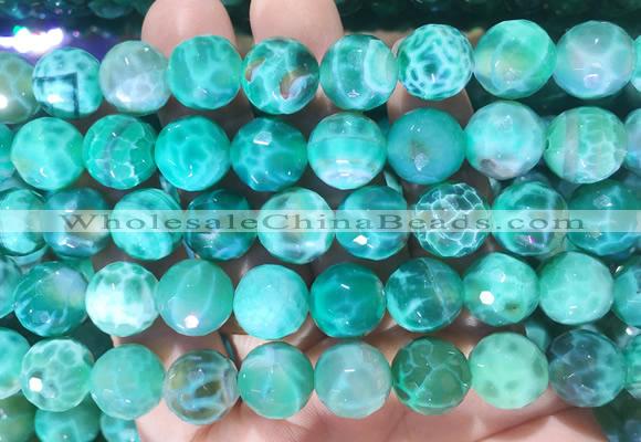 AGBS305 15 inches 12mm faceted round green dragon veins agate beads wholesale