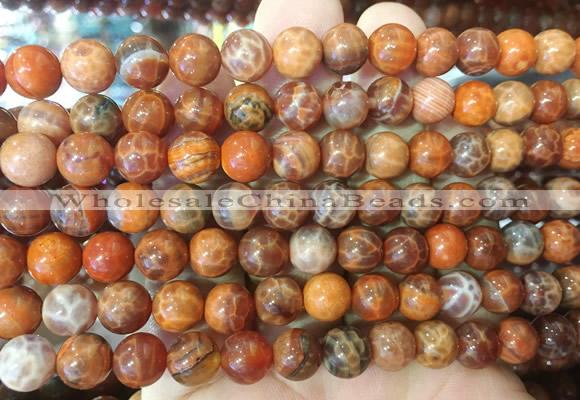 AGBS309 15 inches 8mm round red dragon veins agate beads wholesale