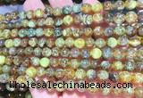 AGBS324 15 inches 6mm round yellow dragon veins agate beads wholesale