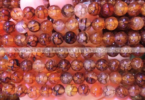 AGBS331 15 inches 8mm round coffee dragon veins agate beads wholesale
