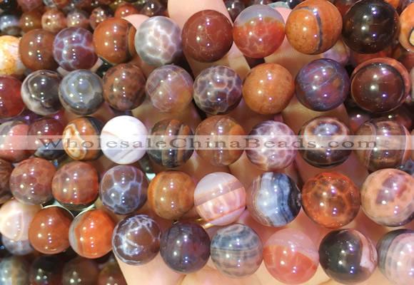 AGBS339 15 inches 12mm round coffee dragon veins agate beads wholesale