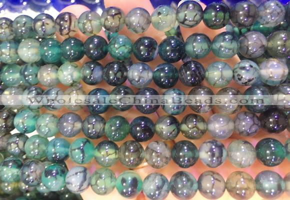 AGBS364 15 inches 8mm round green dragon veins agate beads wholesale