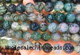 AGBS366 15 inches 12mm round green dragon veins agate beads wholesale