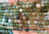 AGBS368 15 inches 6mm round green dragon veins agate beads wholesale