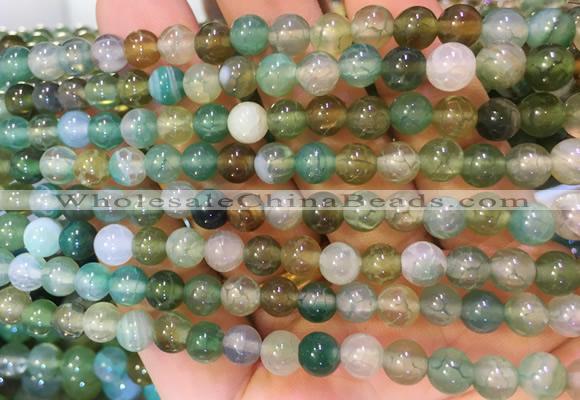 AGBS368 15 inches 6mm round green dragon veins agate beads wholesale