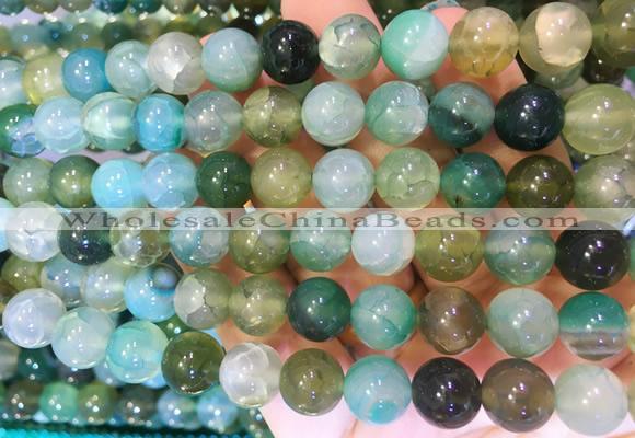 AGBS370 15 inches 10mm round green dragon veins agate beads wholesale