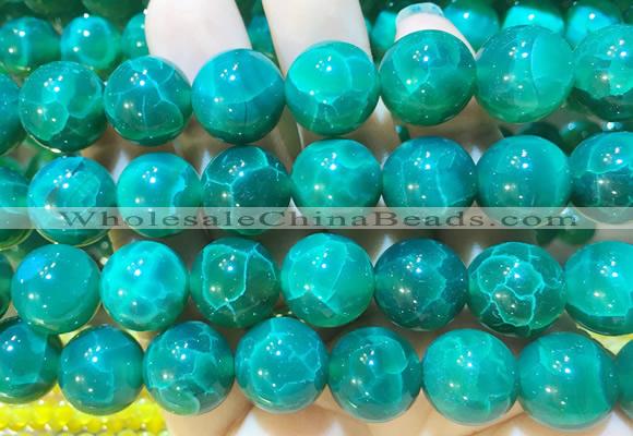 AGBS383 15 inches 14mm round green dragon veins agate beads wholesale