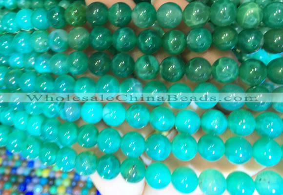 AGBS386 15 inches 8mm round green dragon veins agate beads wholesale