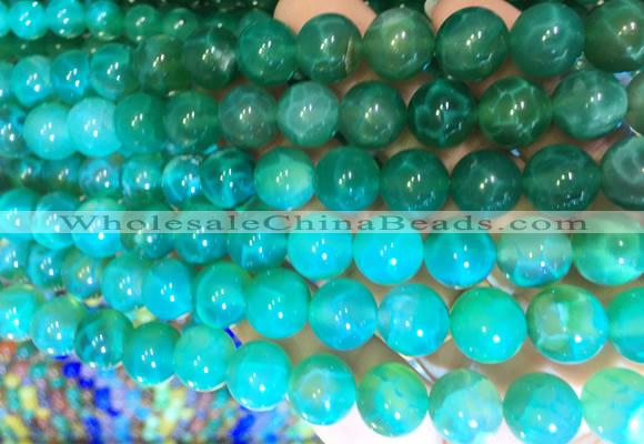 AGBS387 15 inches 10mm round green dragon veins agate beads wholesale