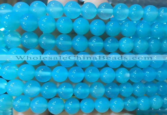 AGBS391 15 inches 8mm round blue agate beads wholesale