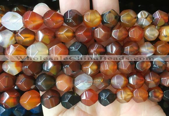 AGBS410 15 inches 10mm faceted nuggets agate gemstone beads wholesale
