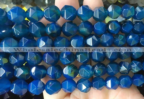 AGBS412 15 inches 10mm faceted nuggets agate gemstone beads wholesale