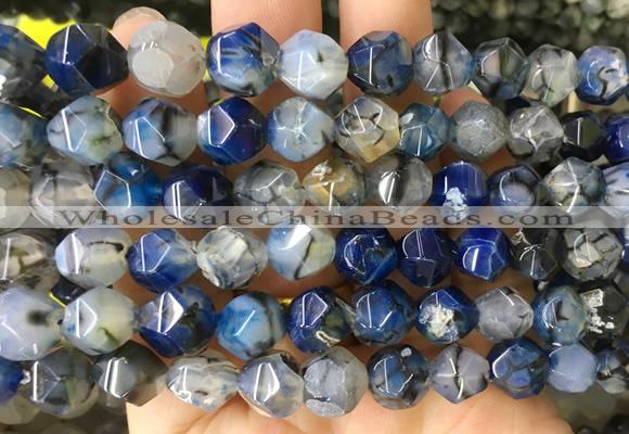 AGBS413 15 inches 10mm faceted nuggets agate gemstone beads wholesale