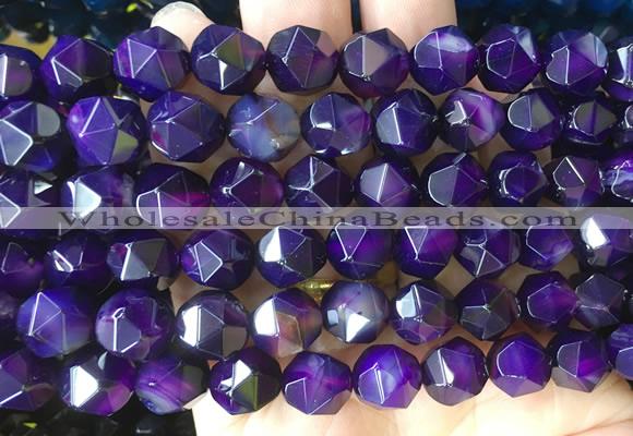 AGBS415 15 inches 10mm faceted nuggets agate gemstone beads wholesale