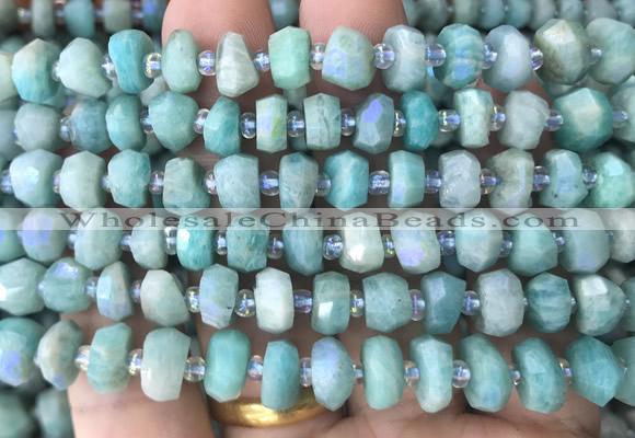 AMBS08 15 inches 4*8mm - 6*9mm faceted nuggets AB-color amazonite beads