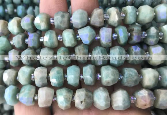 AMBS09 15 inches 5*10mm - 7*11mm faceted nuggets AB-color amazonite beads