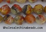 CAA1015 15.5 inches 8mm faceted nuggets red crazy lace agate beads