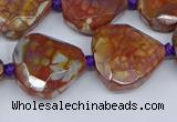 CAA1135 18*20mm - 25*35mm faceted freeform dragon veins agate beads