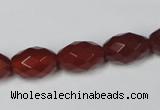 CAA126 15.5 inches 10*14mm faceted rice red agate gemstone beads