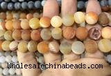 CAA1449 15.5 inches 14mm round matte druzy agate beads