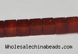 CAA150 15.5 inches 8*8mm cube red agate gemstone beads