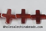 CAA182 15.5 inches 16*16mm cross red agate gemstone beads