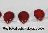 CAA186 Top-drilled 12*16mm flat teardrop red agate gemstone beads