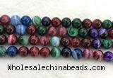 CAA2045 15.5 inches 14mm round banded agate gemstone beads