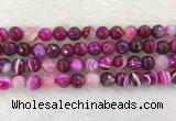 CAA2221 15.5 inches 10mm faceted round banded agate beads