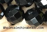 CAA2423 15.5 inches 20mm faceted round black agate beads wholesale