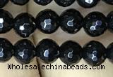 CAA2425 15.5 inches 4mm faceted round black agate beads wholesale