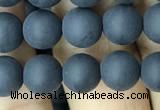 CAA2449 15.5 inches 8mm round matte black agate beads wholesale