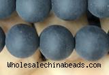 CAA2451 15.5 inches 12mm round matte black agate beads wholesale