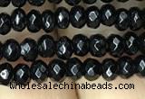 CAA2468 15.5 inches 2*4mm faceted rondelle black agate beads