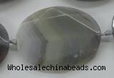 CAA248 15.5 inches 30*40mm faceted oval grey line agate beads