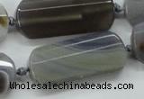 CAA253 15.5 inches 16*30mm faceted rectangle grey line agate beads
