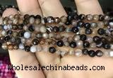 CAA3256 15 inches 4mm faceted round line agate beads wholesale