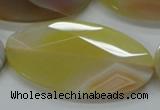 CAA326 15.5 inches 30*60mm faceted oval yellow line agate beads